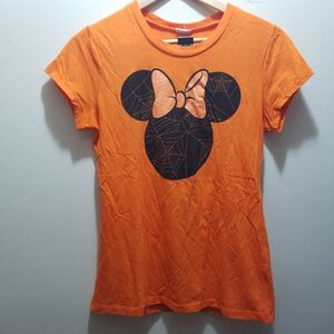 Disney Orange Minnie Mouse Halloween Spider T-Shirt Juniors Youth S 3-5